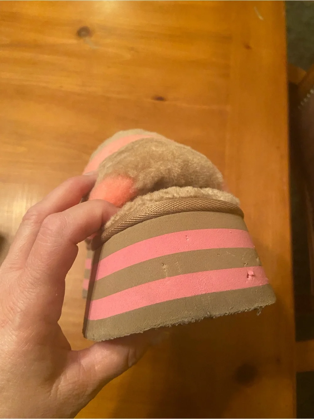 UGG Women's Disco Slide Stripe chestnut/pink size 8